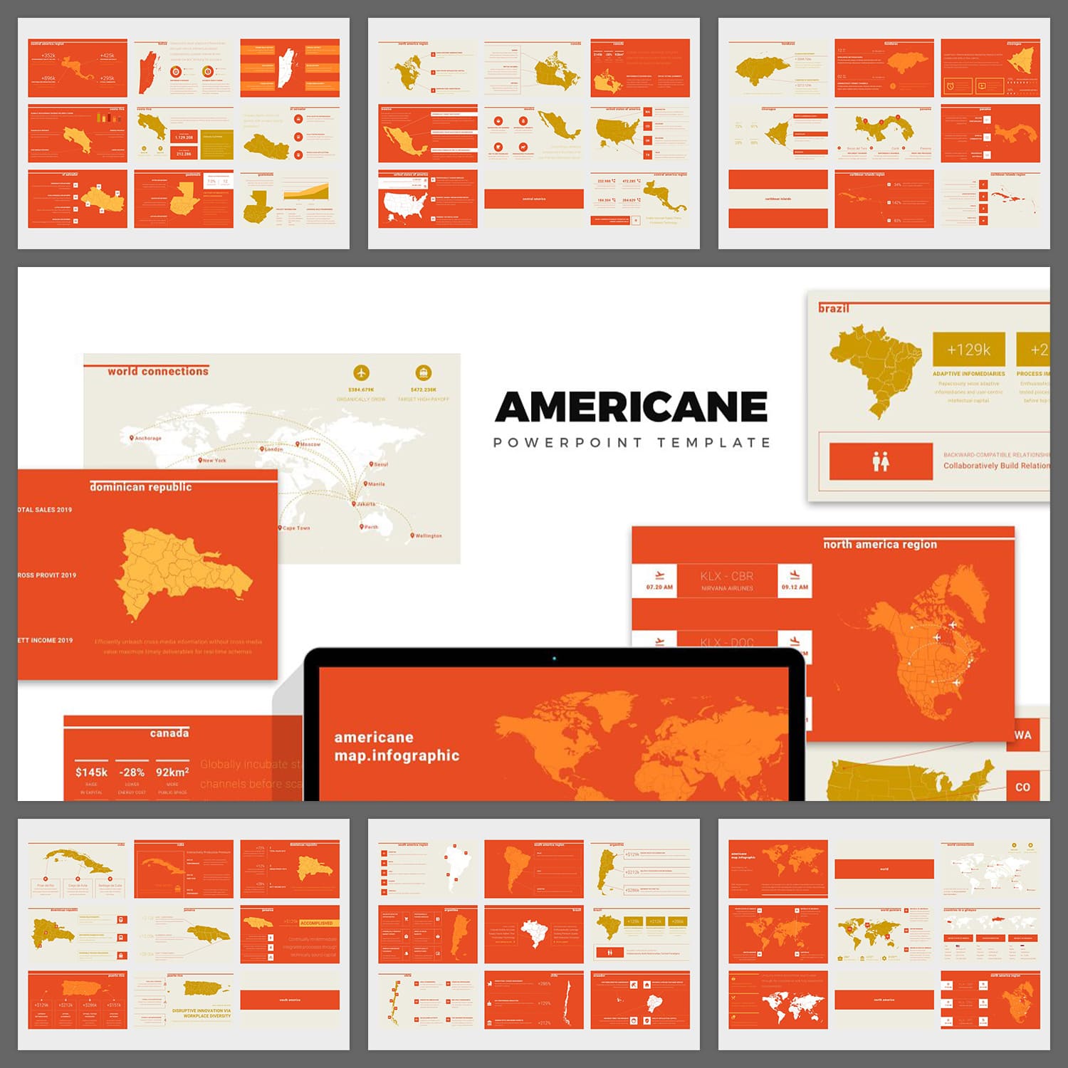 Americane : Region Map Powerpoint.