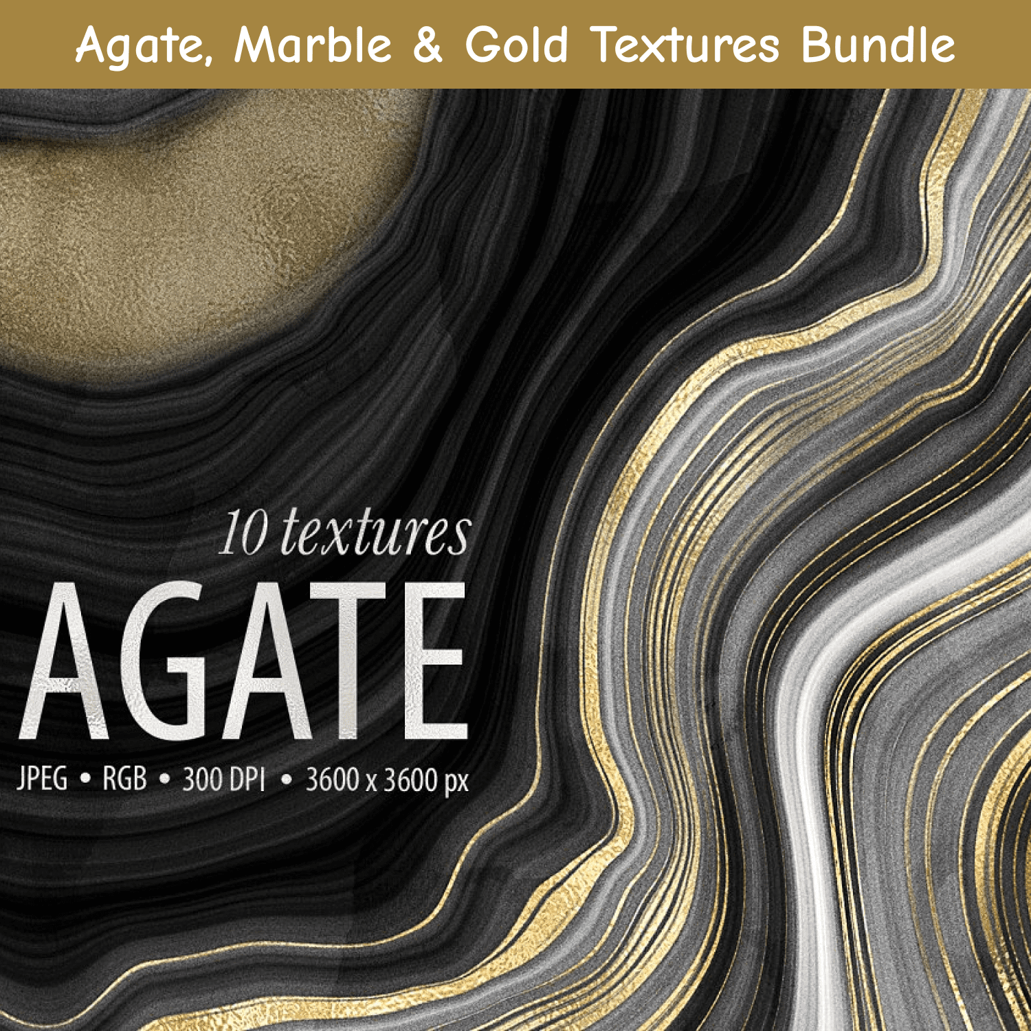 Agate, Marble & Gold Textures Bundle.