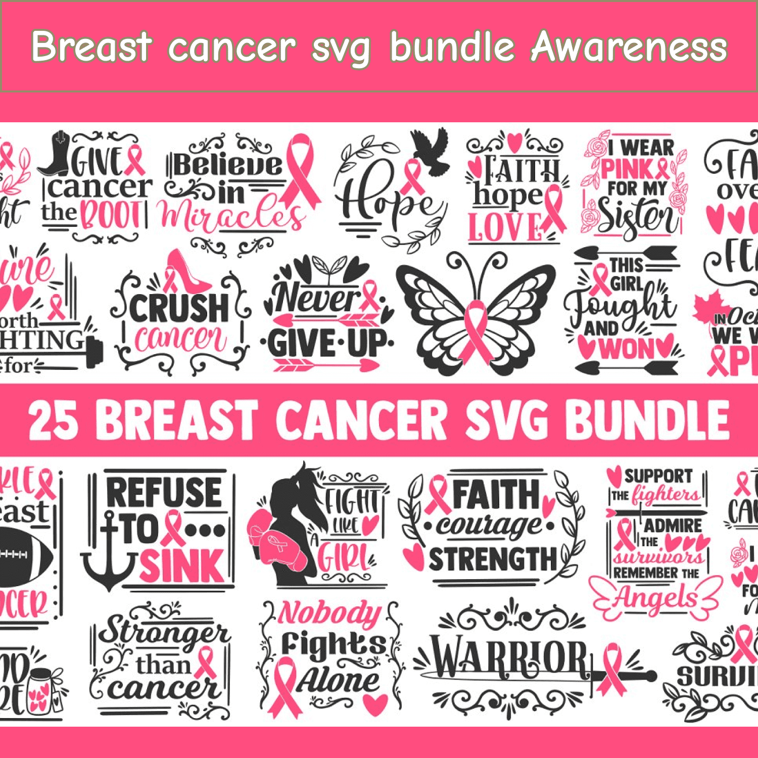 Breast cancer svg bundle Awareness cover.