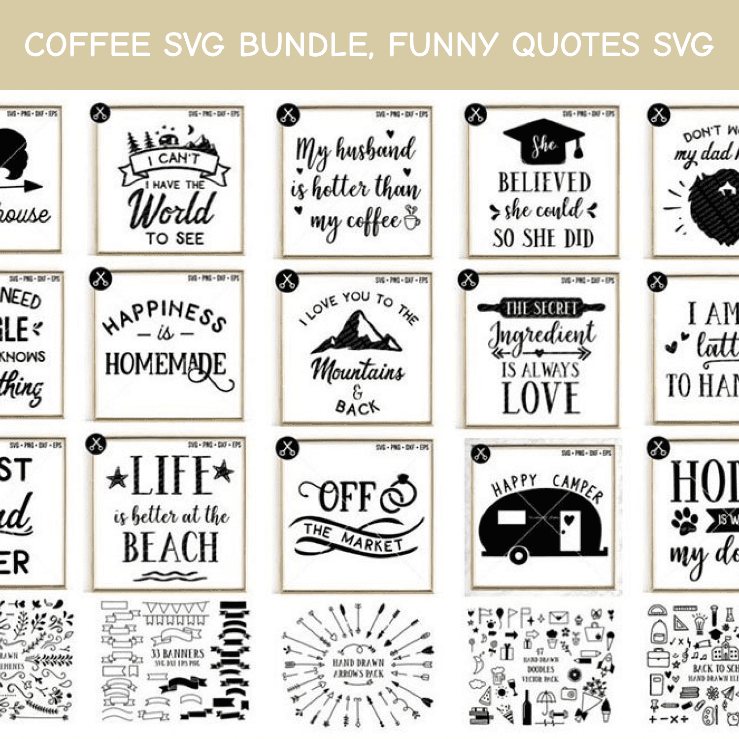 Coffee SVG Bundle, funny quotes svg cover.