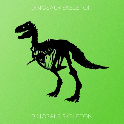 Dinosaur Skeleton - Green Colorful Image.