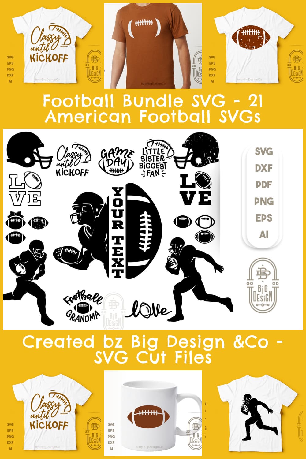 Football Bundle SVG - 21 American Football SVGs.