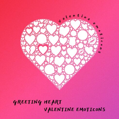 Greeting Heart Valentine Emoticons - Colorful Pink Example.