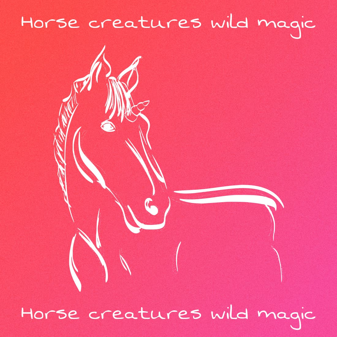 Horse Creatures Wild Magic - Pink Colorful Image.