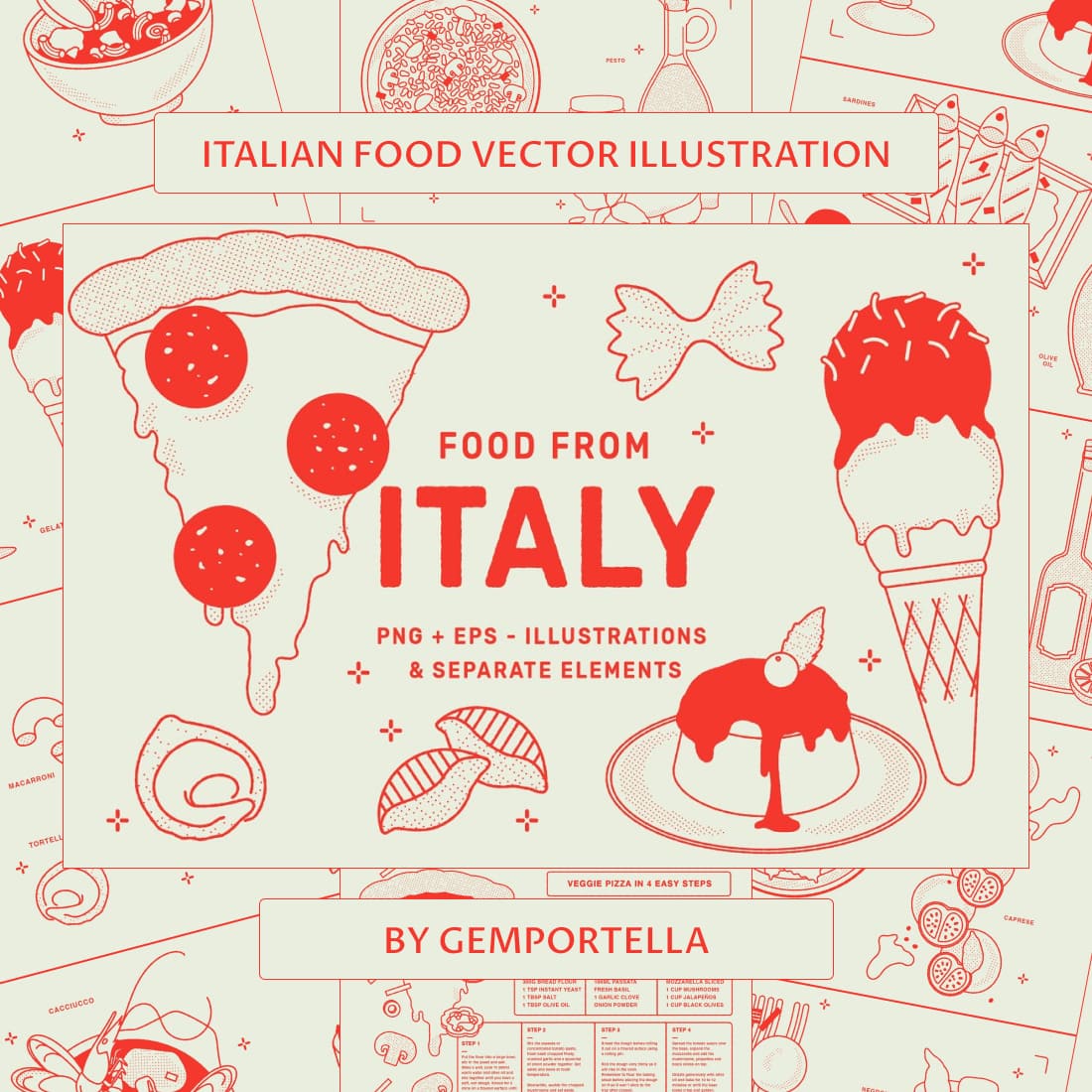 Italian Food Vector Illustration Example.