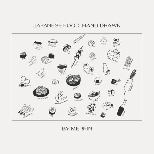 japanese food. Hand drawn.