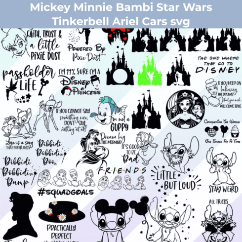 130+ SVG Bundle for Cricut or Silhouette Stitch Mickey Minnie Bambi Star Wars.
