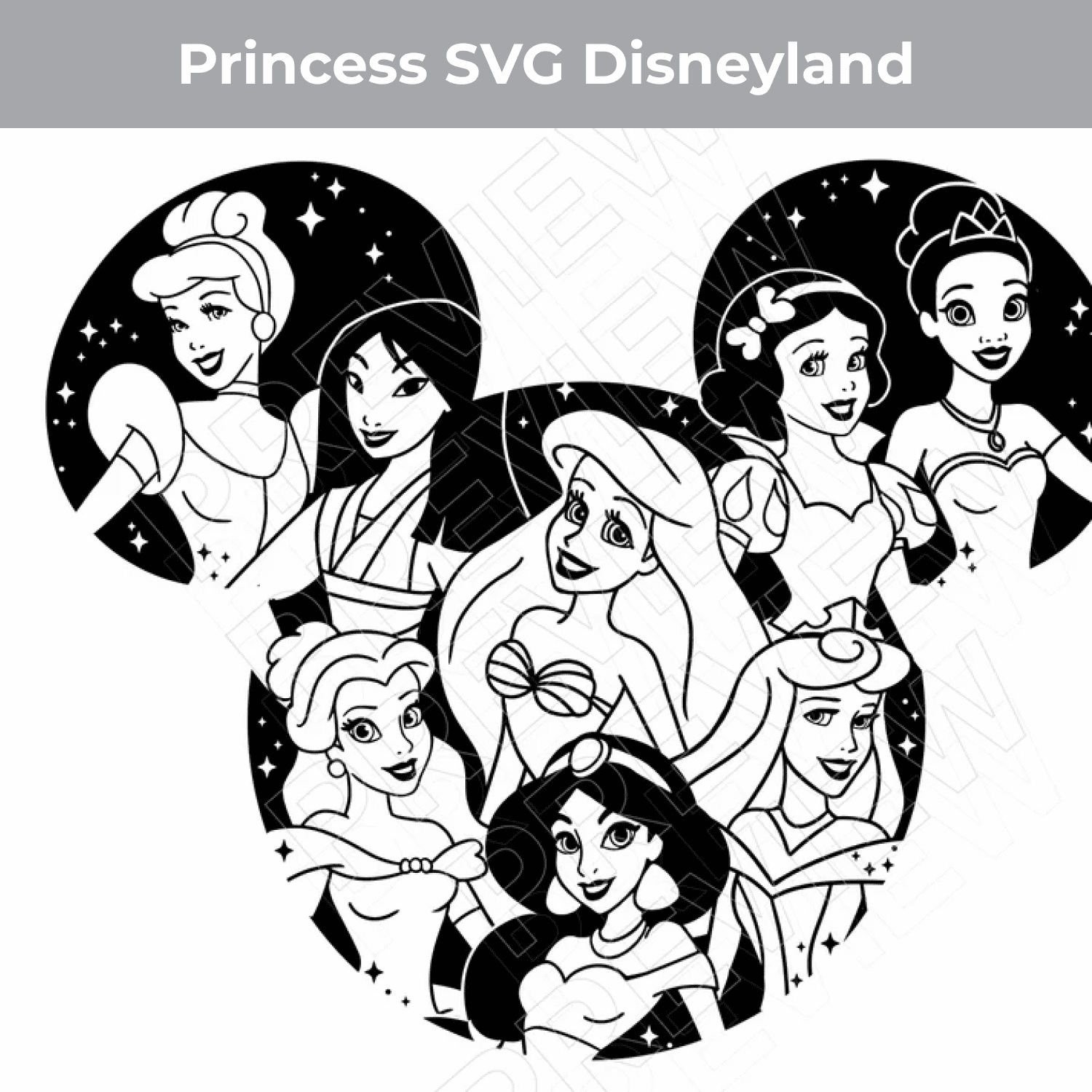 Princess SVG Disneyland ears png clipart.