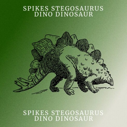 Spikes Stegosaurus Dino Dinosaur - Green Colorful Image.