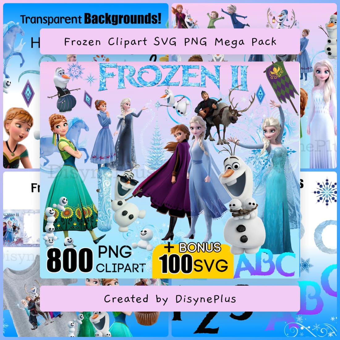 Frozen Clipart SVG PNG Mega Pack .