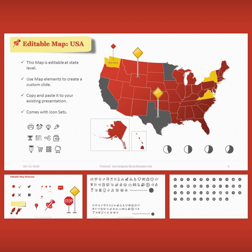 Editable USA Map with Elements.PP – MasterBundles