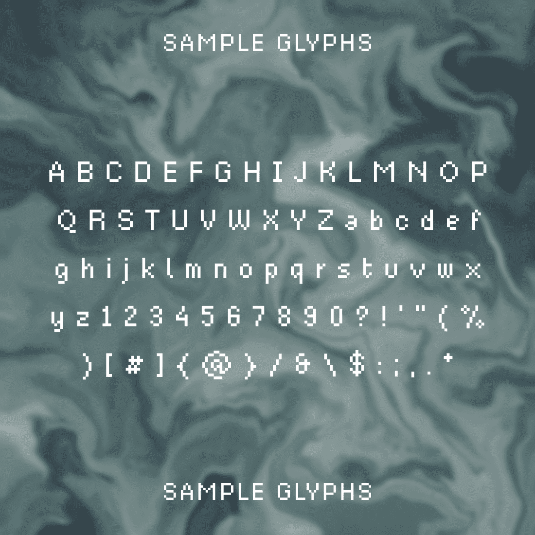 Bravespirit Pixel Font Sample Glyphs.