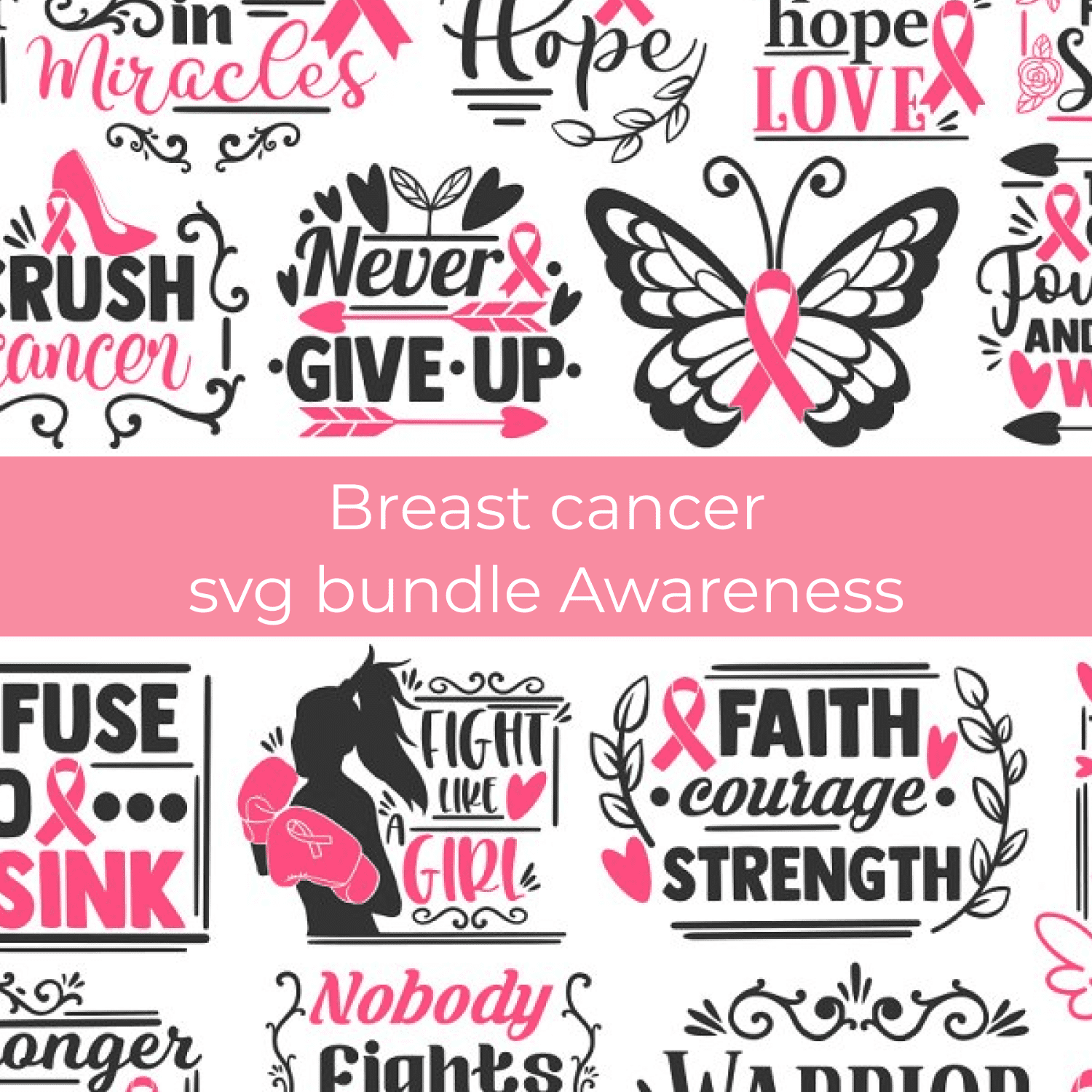 Breast cancer svg bundle Awareness.