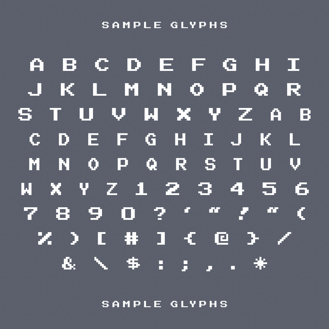 Bumblbee Pixel Font Sample Glyphs.