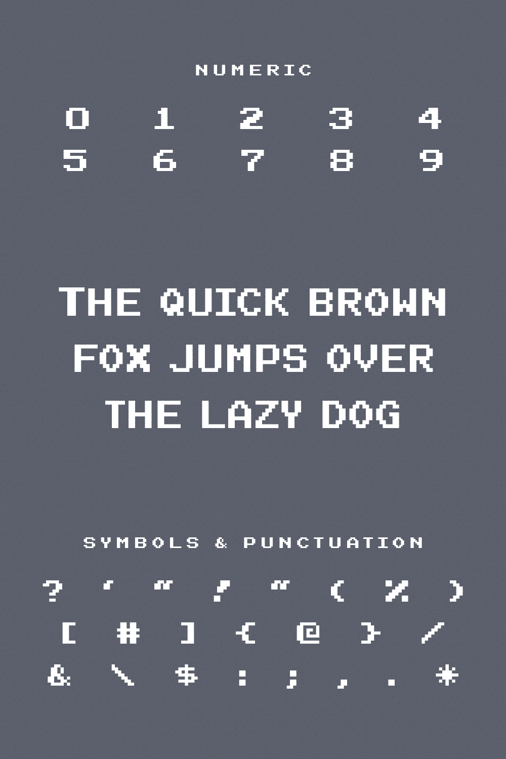 Numeric, symbols & punctuation.