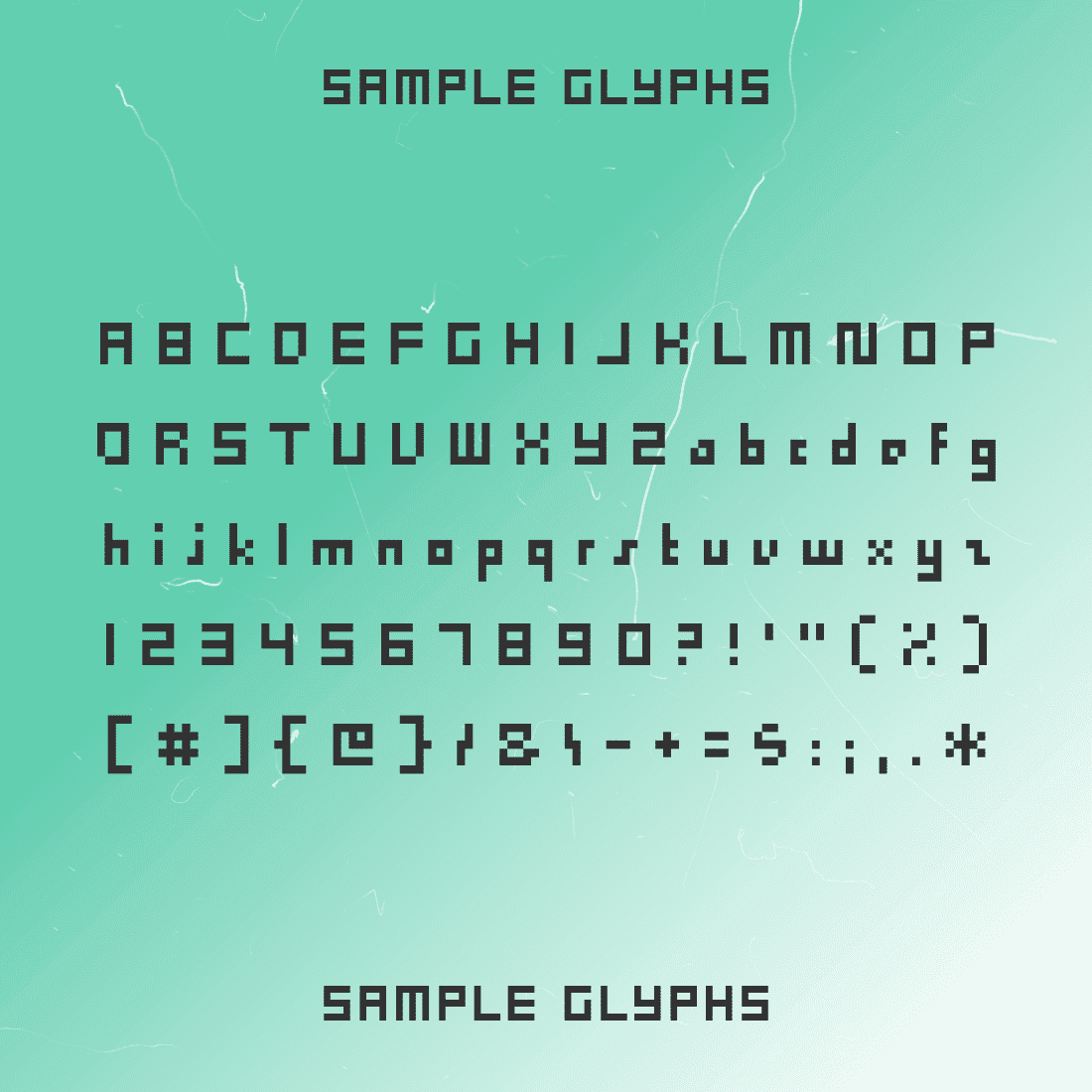Gutsyheart Pixel Font Sample Glyphs.