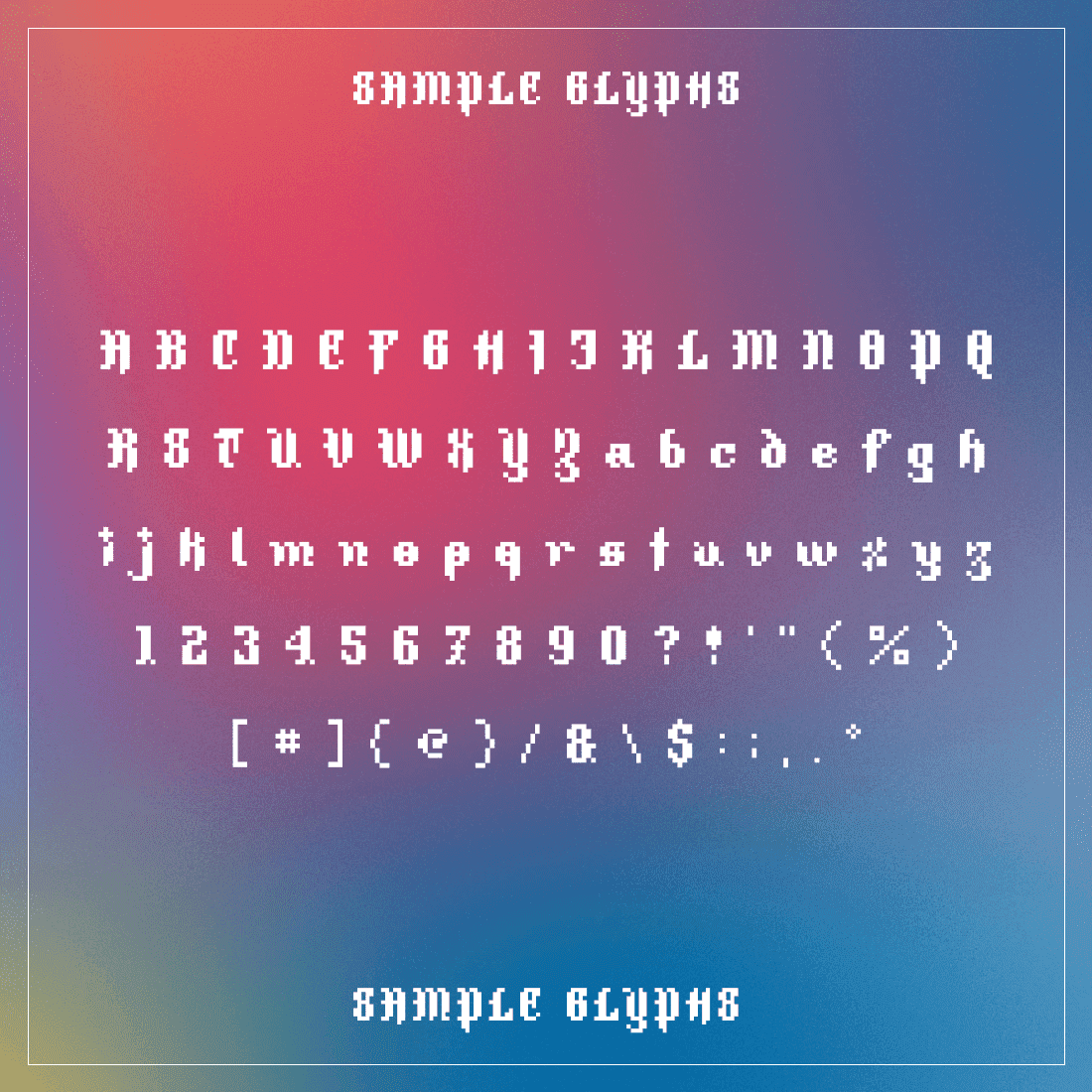 Helpbringer Pixel Font Sample Glyphs.