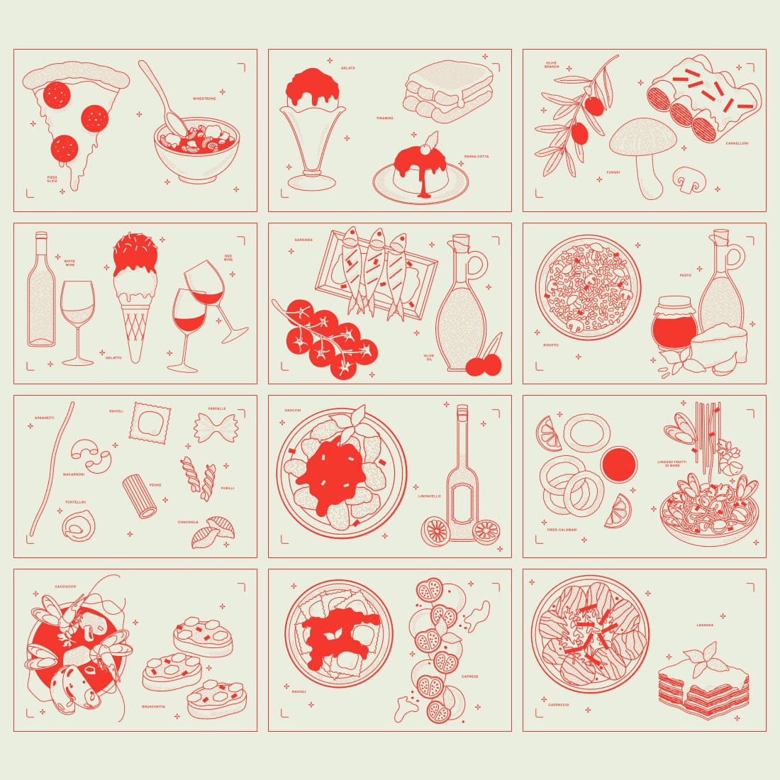 Italian Food Vector Illustration.