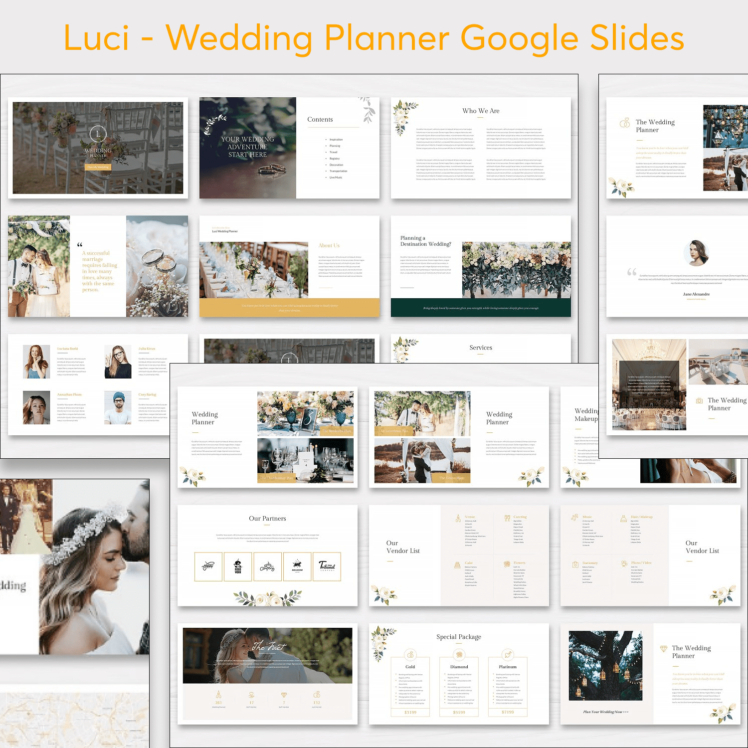 Luci - Wedding Planner Google Slides cover.