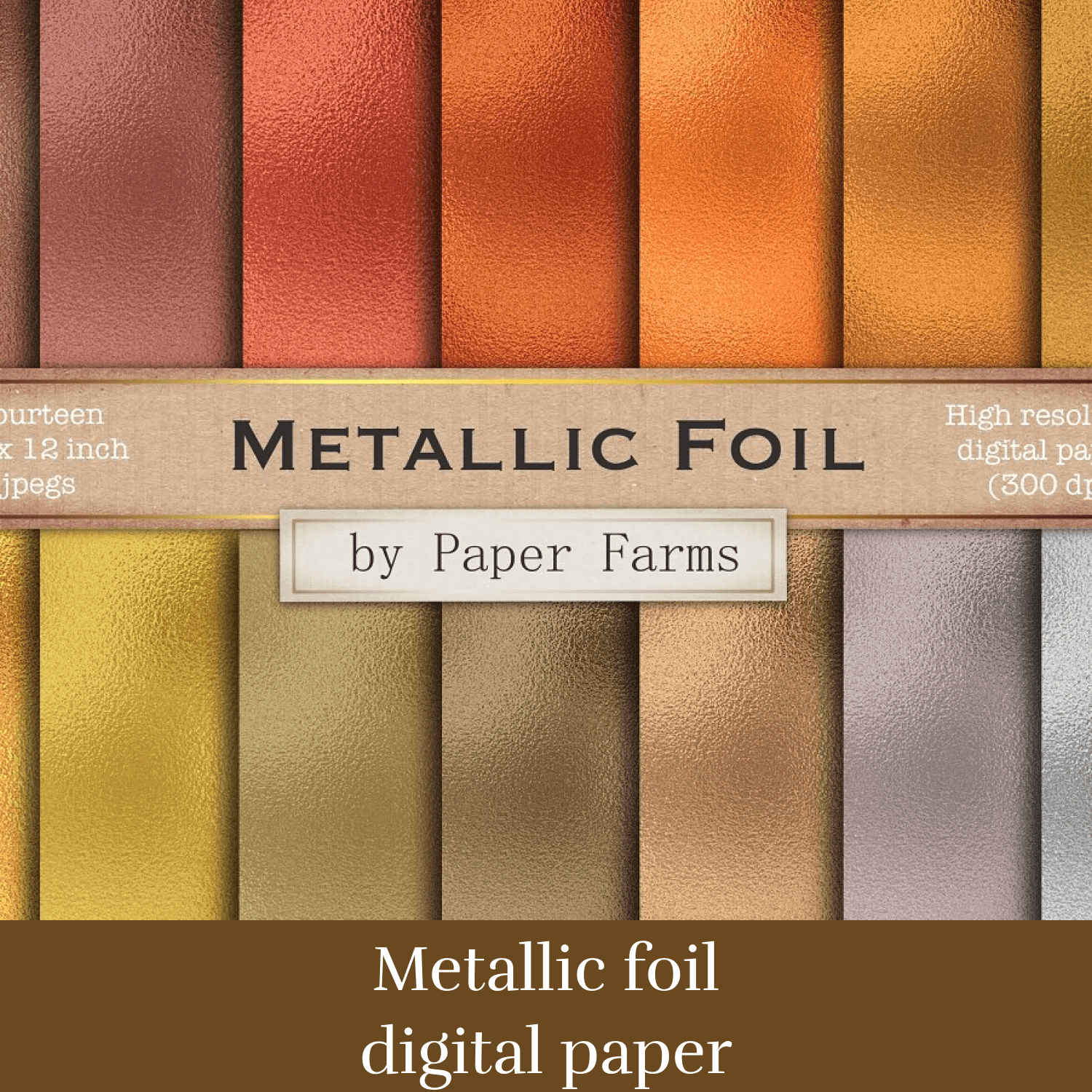 Metallic foil digital paper cover.