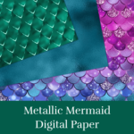 Metallic Mermaid Digital Paper.