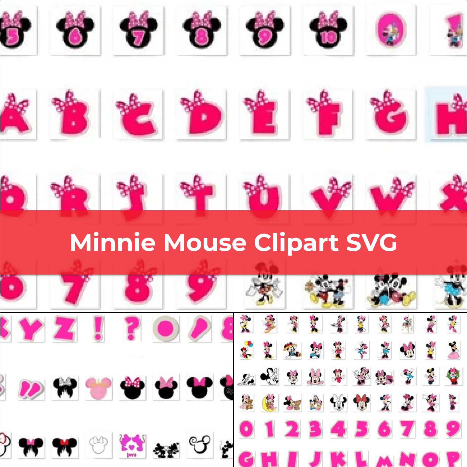 Minnie Mouse Clipart SVG Digital Download.