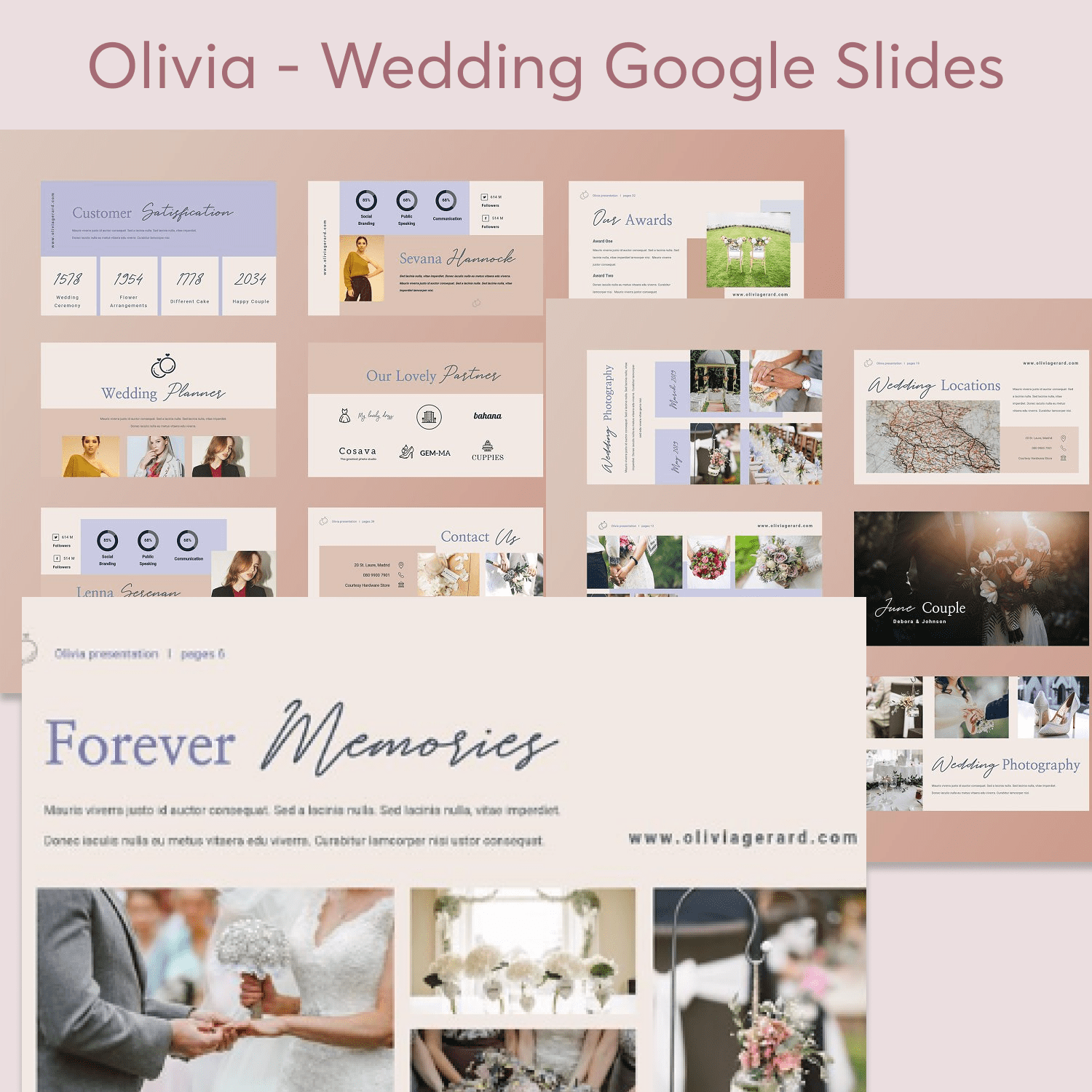 Olivia - Wedding Google Slides cover.