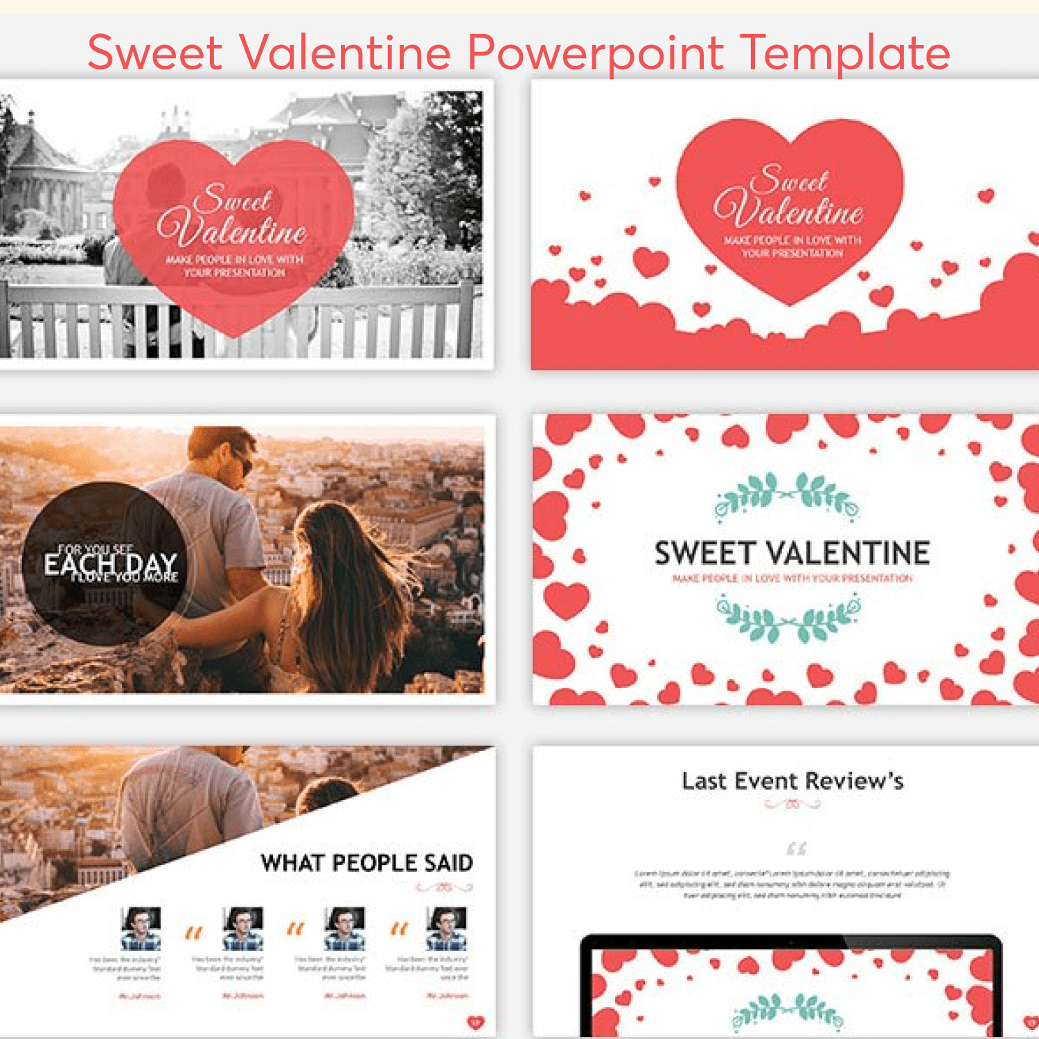 Sweet Valentine Powerpoint Template cover.