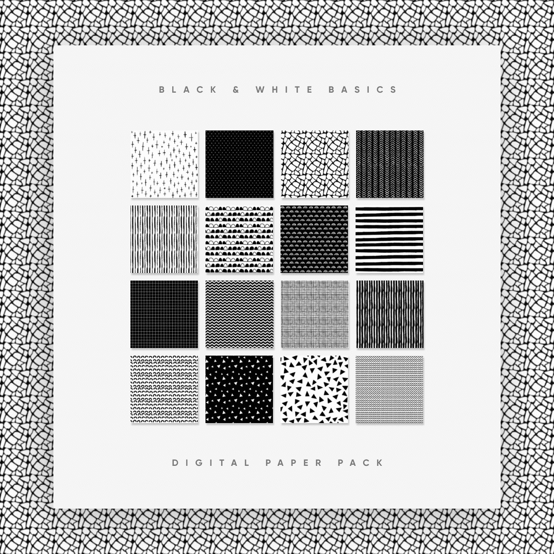 Black & White Basics Digital Paper Pack cover.