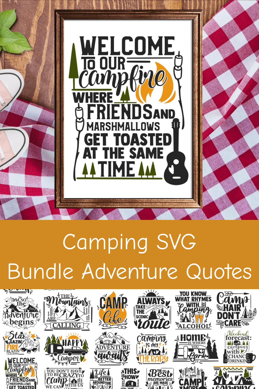 Camping quotes illustrations.
