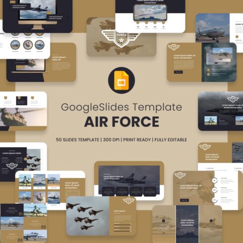 Airforce googleslides template main cover.