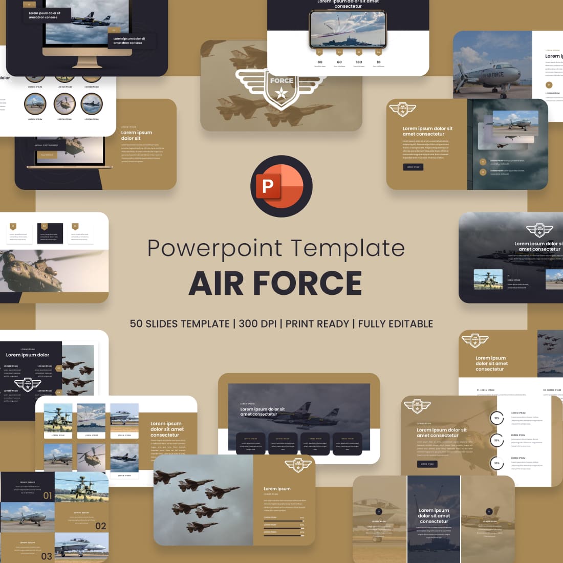 Airforce powerpoint template cover image.