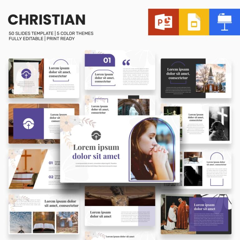 Christian Presentation Template 50 Slides PPTX, KEY, Google Slides