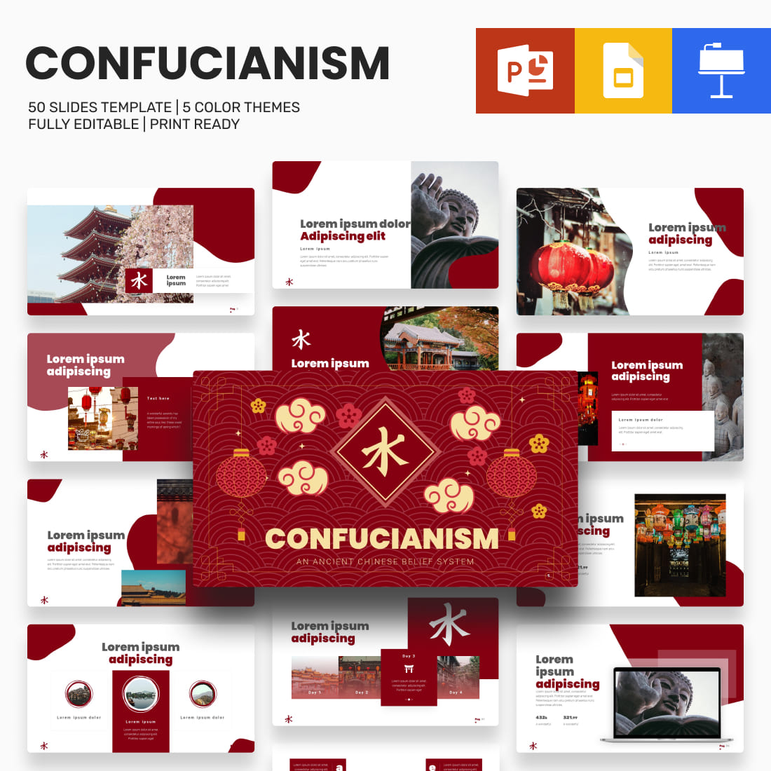 Confucianism presentation template Example.