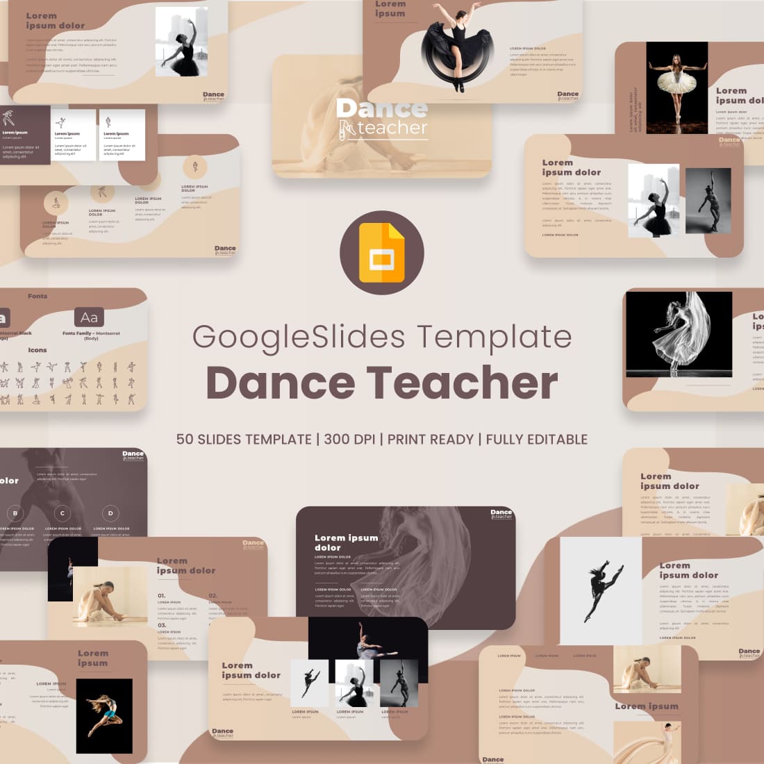 Dance Teacher Google Slides Theme main cover.