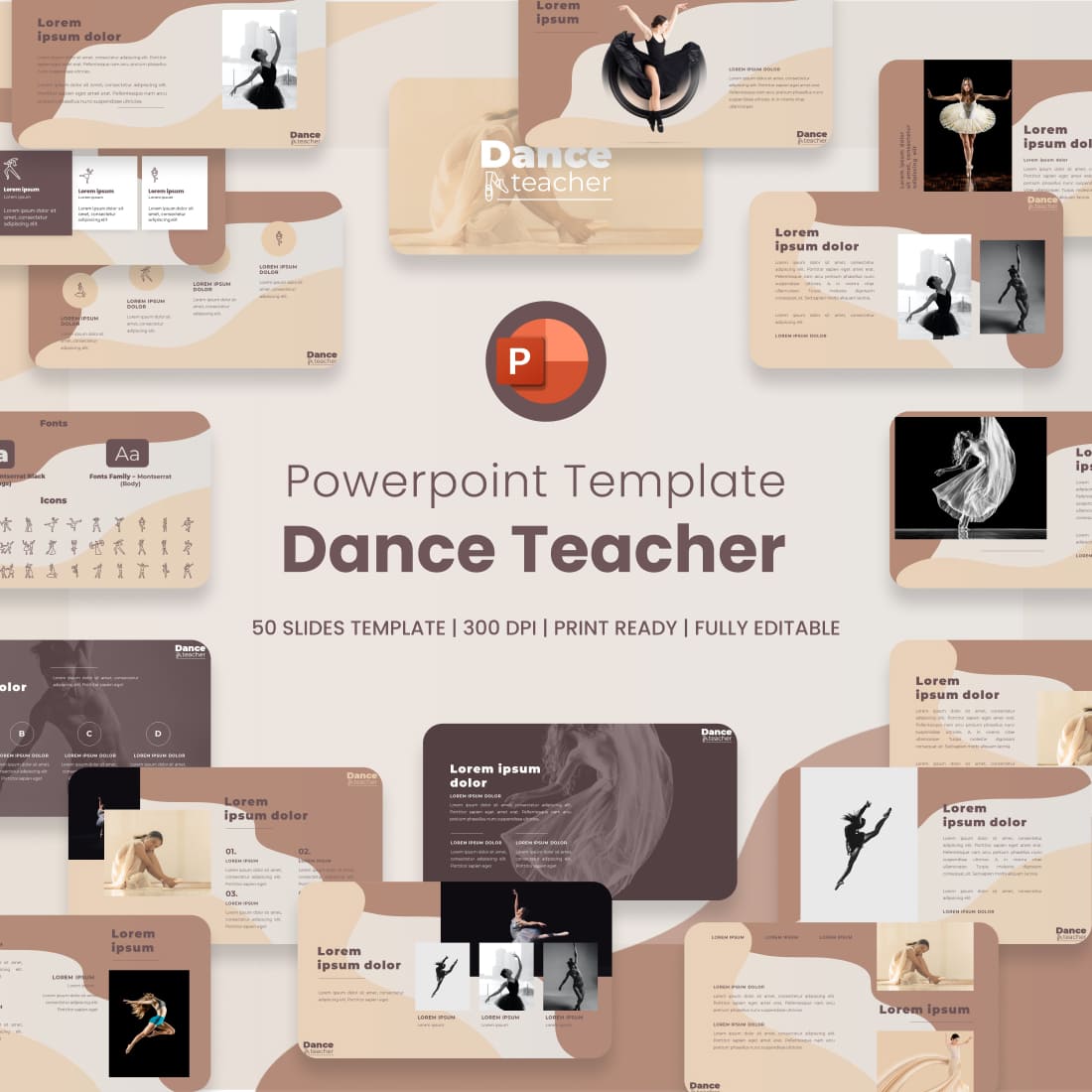 Danceteacher powerpoint template main cover.