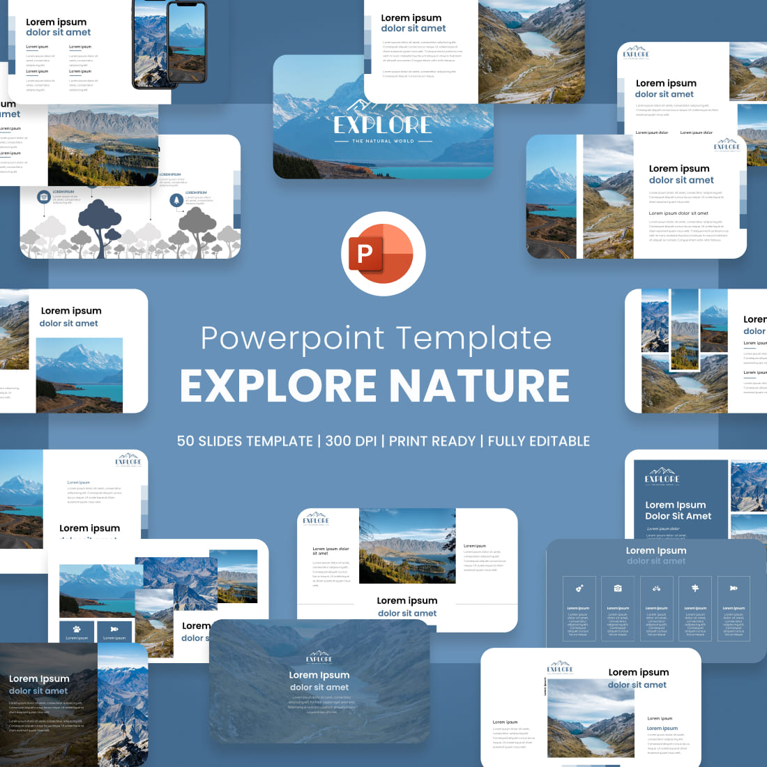Explore Travel PowerPoint template main cover.