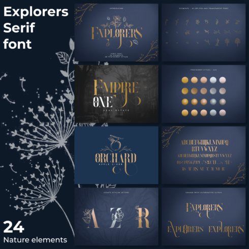 Explorers Serif font + Extras Example.