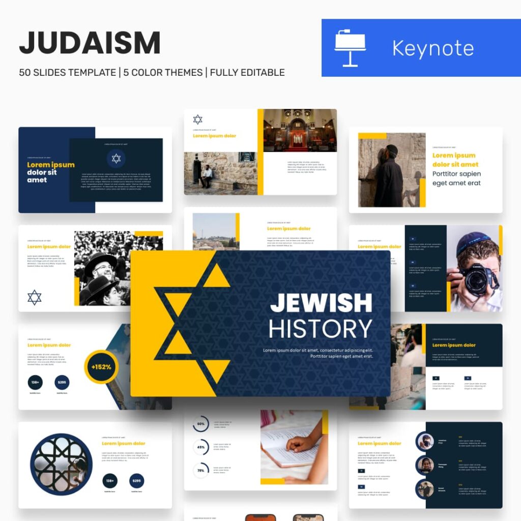 Judaism Presentation Template: 50 Slides PPTX, KEY, Google Slides ...