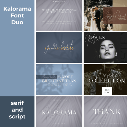 Kalorama Font Duo (serif and script) Example.