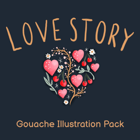 Love Story Gouache Illustration Pack.