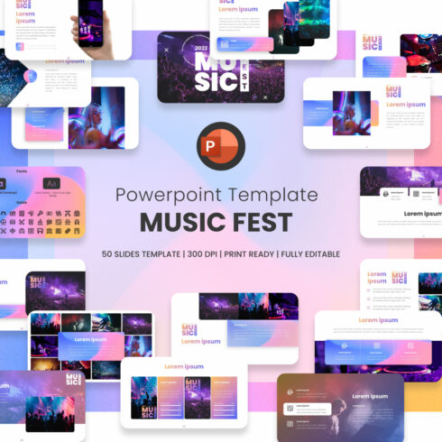 Musicfest powerpoint template main cover.