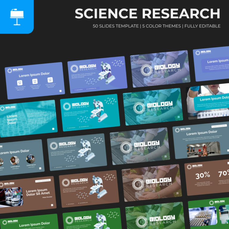 Science Research Presentation Template: 50 Slides PPTX, KEY, Google ...