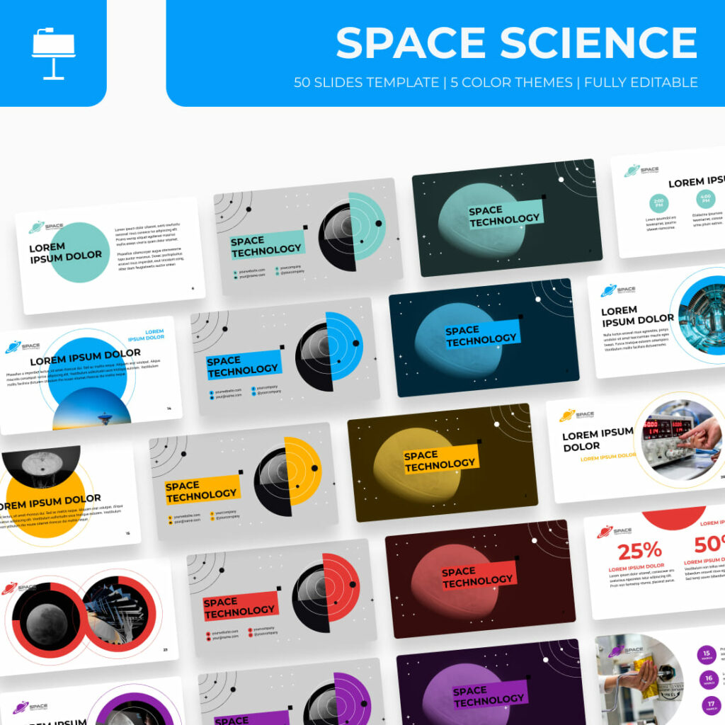 Space Science Presentation Template: 50 Slides PPTX, KEY, Google Slides ...