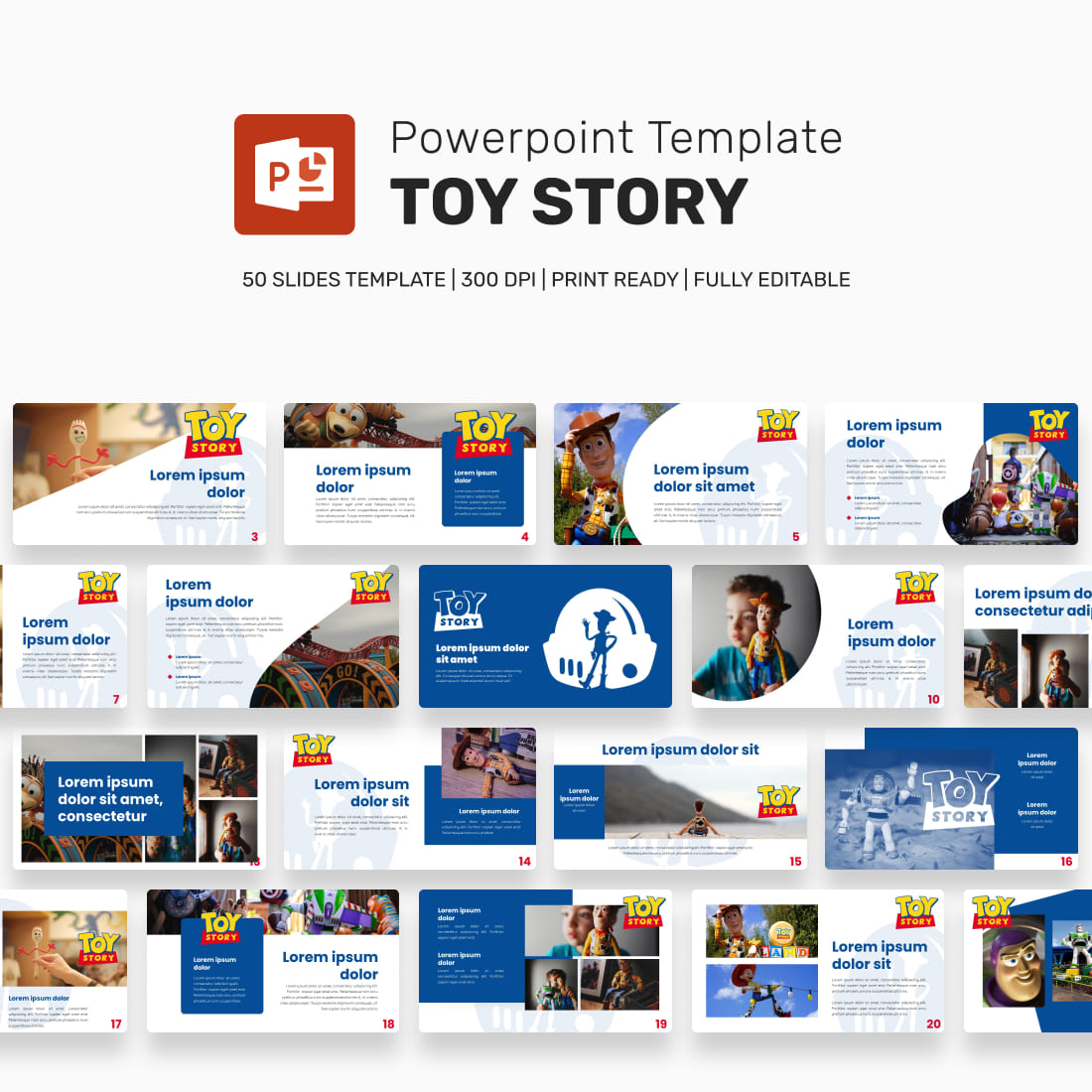 Toystory powerpoint template main cover.
