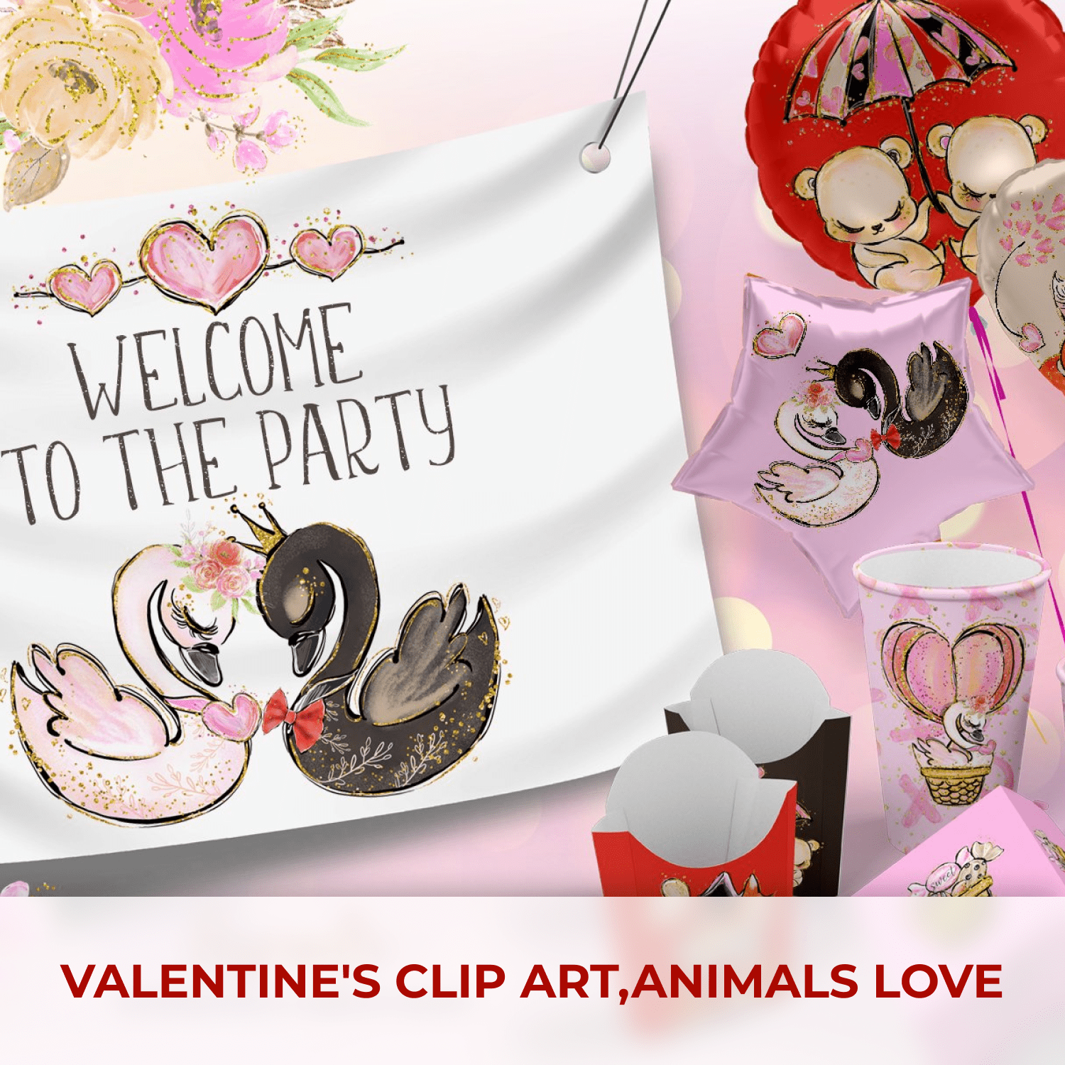 Valentine's clip art,animals love.