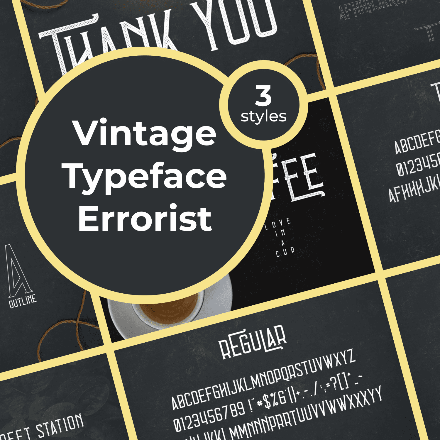 Vintage Typeface Errorist - 3 styles Example.