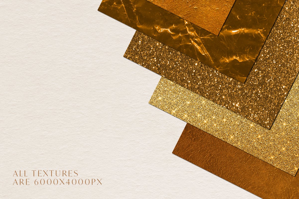 Diverse of gold glitter textures.