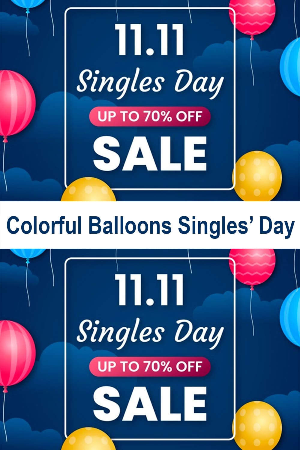 Colorful Balloons Singles' Day Free Vector.