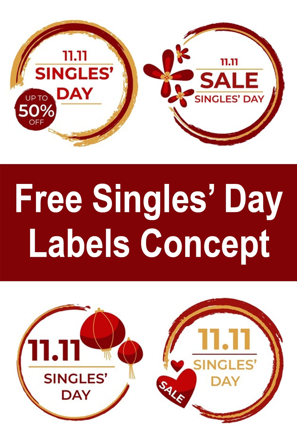 Free Singles' Day Labels Concept.